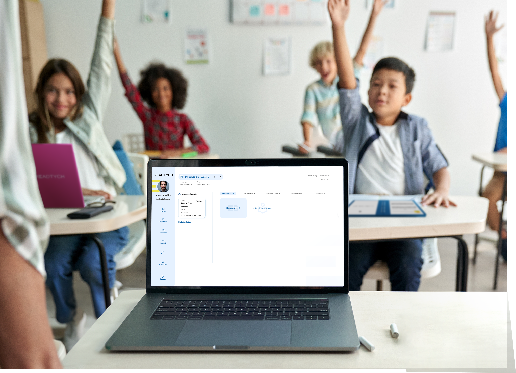 Teacher reviewing student progress on the READTYCH platform